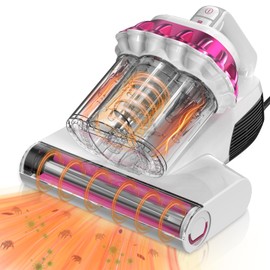 Kimdog Mattress Vacuum Cleaner - 18Kpa Bed Vacuum with LED Display, 253.7nm UV-C Light, 149°F Heat Ultrasonic & Hepa Filter, Handheld Couch Cleaner with 3L Dust Cup for Pet Carpet Sofa Hair (Corded)