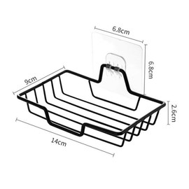 Soap Holder, No Drilling Bar Soap Dish Holder for Shower, Stainless Steel Adhesive Soap Tray Sponge Holder for Kitchen, Bathroom (Black, 1PCS)