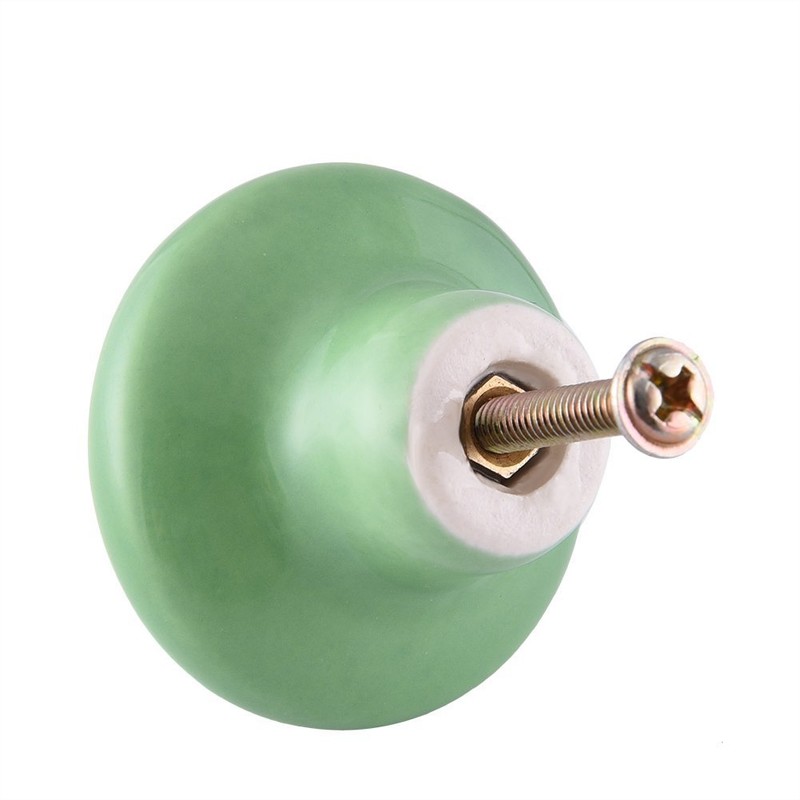 NUODWELL 10Pcs Round Colorful Ceramic Cabinet Knobs Single Hole Pull