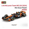 Bburago 2024 F1 Mclaren Mcl38 Miami Gp #81 Oscar Piastri