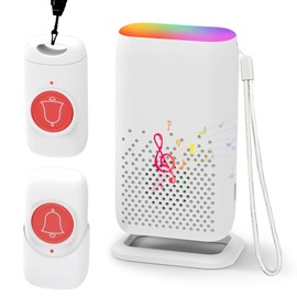 Cuteefun Wireless Caregiver Pager, Portable Panic Call Button, 5 Modes, 58 Melodies, SOS Alert Nurse Calling for Patient Monitoring, Rechargable Personal Alarm for Elderly, 2 SOS Button+1 Receiver