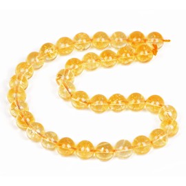AD Beads Smooth Natural Gemstone Round Loose Beads 15" 4mm 6mm 8mm 10mm (10mm, Citrine Crystal)