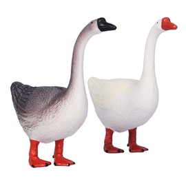 Goose Animal Ornaments Cute Realistic Safe Tasteless Farm Animals Toys Statues for Kids(Grey White )