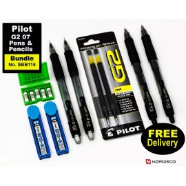 Pilot G2 07 Pens 31020 & Pencils 51015 Plus Accessories, Bundle SBB115