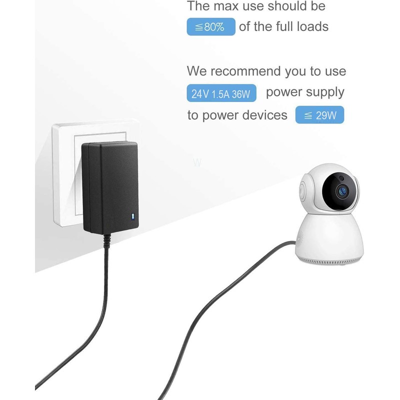24V 1.5A Power Supply 36W Wall AC/DC Adapter 100V-240V AC