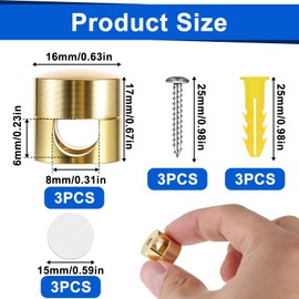 3 Pcs Charger Holders for Cords, Gold Cord Holder for Nightstand, Cable Anchors for Desk Organization, Adjustable Cable Anchor Holders, Adhesive Screw 2-in-1 Cord Wall Clips for Home & Office