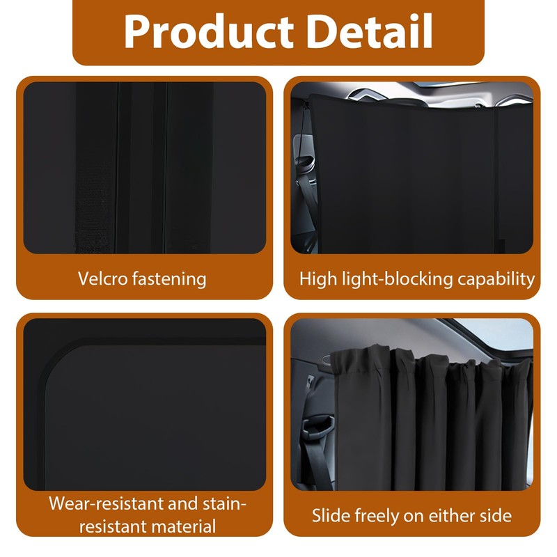 Car curtains blackout 180×90cm Campervan Car Divider Privacy Curtains