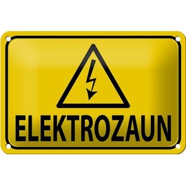 Tin Sign 18 x 12 cm Achtung ! Electric Fence DekoNo7