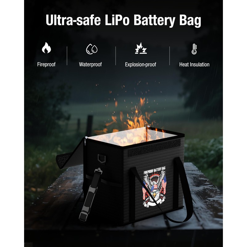 Ebike battery bag, LiFePO4 Lithium Battery Fireproof Bag, Large Capacity