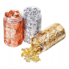 Variable 3 Botellas Hojuelas De Lámina De Oro Uñas, Joyería , Resina