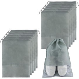 11 Pcs Non-Woven Drawstring Bags, Travel Shoe Bag, Shoes Storage Bags, Dust Proof Pouch Space Saving Organizer with Transparent Window for Daily and Use, Shoe Bags,Shoe Travel Bag(Grey)