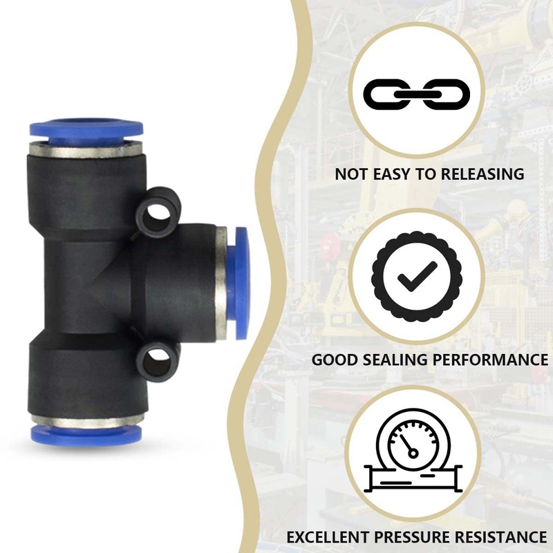 Bwintech 12 Pcs 10mm 3 Way Tee Push in Connect