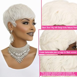 White Pixie Wig Short Pixie Wigs for Black Women white pixie cut wig Pixie Cut Wigs for Black Women Short Hair Wigs for Black Women Layered Synthetic Natural Cosplay