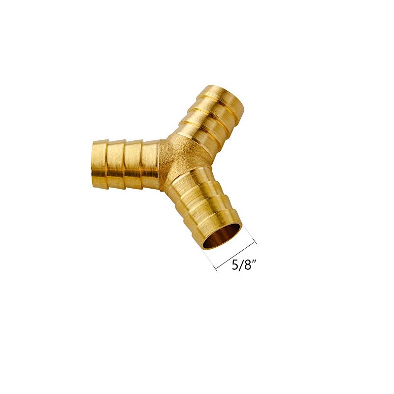 Quickun 5/8" ID Hose Brab, Brass Shaped Y 3 Ways