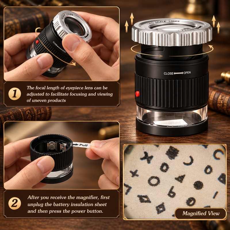 30X Pocket Magnifier for Detailed Inspection – LED UV Light,