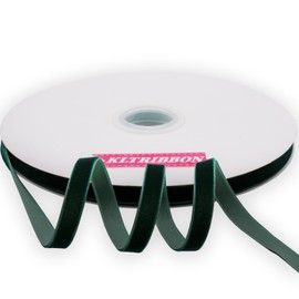 KLTRIBBON Dk Green Velvet Ribbon Single Sided,3/8 Inch X 25Yards Spool