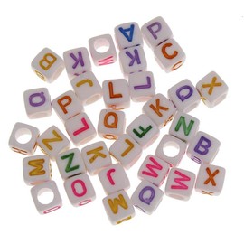 Letter Beads 6 mm Mix Set Name Bands Plastic Letter Cube Bead for Threading Colourful Bead Mix for Bracelets Threading, Necklaces