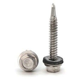 #10 Stainless Steel Hex Head Roofing Screws with Sealing Washer Self Drilling Stainless Steel Roofing Screws #10 x 1 inch Qty 250