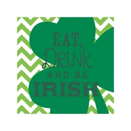 Creative Converting 16 Count St. Pat's Fun Eat/Drink Paper Beverage Napkins, Green
