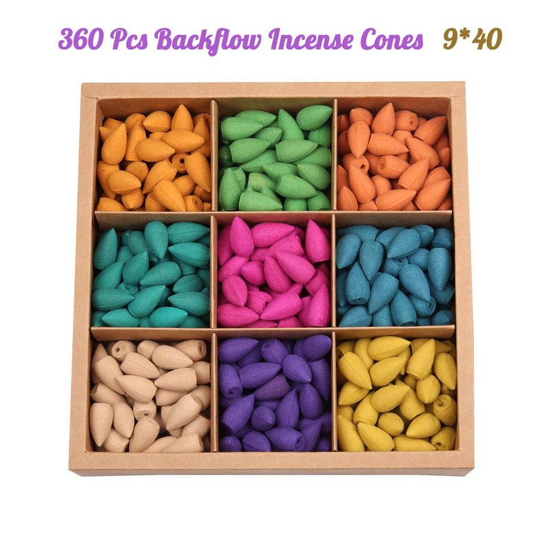 Backflow Incense Cones 360 Pcs of 100% Natural Scents Waterfall