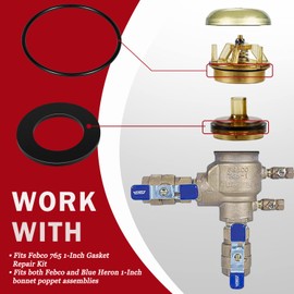 94138 Gasket Repair Kit, Fits Febco 765 1-Inch Gasket Repair Kit, both Febco and Blue Heron 1-Inch bonnet poppet assemblies, 3/4" Poppet and Bonnet, DIY PVB Bonnet Kit, febco 765-1 repair kit