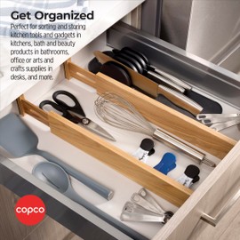 Copco Kitchen Drawer Dividers, Sprin Loaded, Utensil Organizers, Adjustable Drawer Dividers