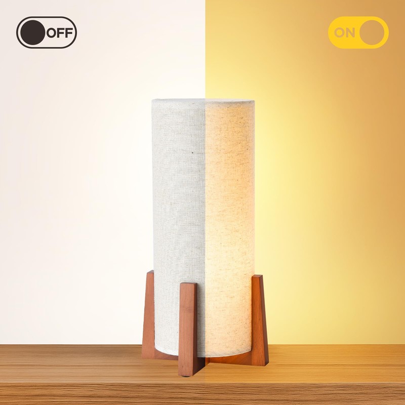 Fengarolam Modern Small Table Lamps, Nightstand Lamp with Linen Fabric