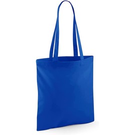 Wonky Line Premium Cotton Tote Bag, Eco-Friendly Shopping Bag, 100% Cotton Canvas, Reusable Grocery Cloth Bag, Extra Strong Long Handle Double Stitched Ideal for Printing (Blue)