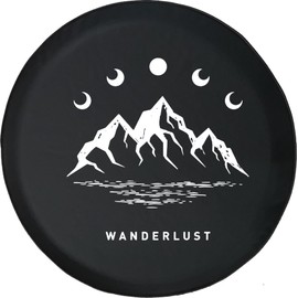 Spare Tire Cover Wanderlust Moon Phases Mountains JL fits 16-20 inch Rim |33 Inch Tire with JL Camera Hole