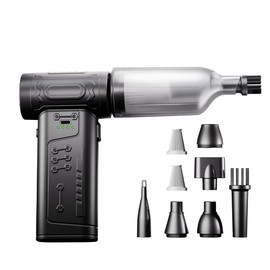 fourq Compressed Air Duster,Mini Vacuum Cleaner 2-in-1,4000 mAh,130,000 RPM Brushless Motor,6000Pa，120MPH/2LB Thrust Car Dryer Air Blower for Car Cleaning,Computer Cleaning