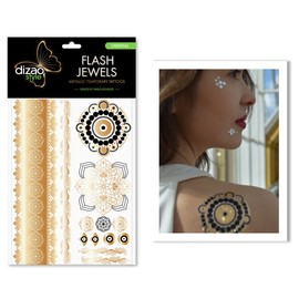 Dizao Gold Tattoo. ORIENTAL. Flash Jewels. Metallic Temporary Gold Silver Tattoos. Flash Tattoos …