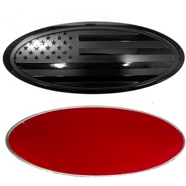 9.5 inch Overlay Emblem Front Grille Tailgate Rear Aluminum Oval American Black Flag Badge Replacement for Ford F150 2015-2021 Years (9.5", Black)