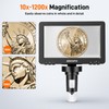7" LCD Digital Microscope 1200X for Adults,12MP 1080P Solding USB