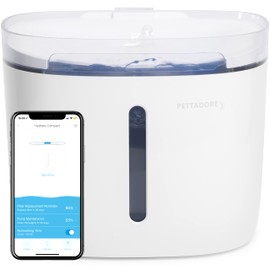 Pettadore Hydrate Compact - Trinkbrunnen/Tränke für Katze/Hund, Intelligenter Wasserbrunnen mit App, Katzenbrunnen mit leiser Pumpe, Wasserspender mit Benachrichtigungen und starkem Filtersystem 1.9L