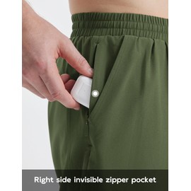 baleaf Sport Shorts Kurze Hose Schnell Trocknend Sporthose Leicht mit Reißverschlusstasche Grün 3XL