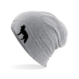 Huuraa Beanie Fox Silhouette Unisex Hat Size with Motif for All Animal Lovers Gift Idea for Friends and Family, heather grey