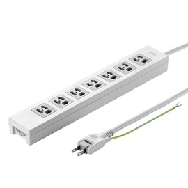 Sanwa Supply TAP-F37-3ZSR Power Strip 7 Outlet (3P) 3 m Lightning Guard Bulk Switch with Magnet on Back Side Swing Plug with Ground Cord