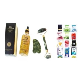 CB Suero24k Colageno + Rodillo De Jade + Guasha + 5 Mascarillas