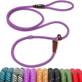 Fida Durable Slip Lead - 6 FT x 3/8" Heavy Duty Dog Loop Leash for Small Dogs and Puppies, No Pull Pet Training Leash with Highly Reflective Stitching (Purple)