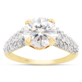 SAVEARTH DIAMONDS 2 1/2 cttw Center 8.5MM Round Cut Lab Created Moissanite Diamond Multi Row Engagement Ring For Women In 14K Yellow Gold Over Sterling Silver(G-H Color,VVS1 Clarity,2.50 Cttw)-9.5