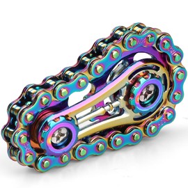 Cool Sprockets Fidget Chain, Assemble Fidget Spinner Ring Toys for Kids Adults, Metal Fidgeting Sensory Bike Chain Gears Cube, EDC Stress Relief Hand Finger Spinner Kinetic Desk Office Birthday Gift
