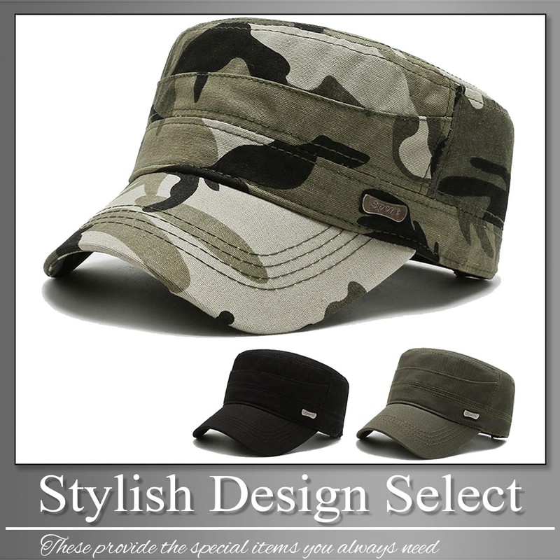 Buzz Selection CAP253 Work Cap, Military Hat, Solid, Camouflage Design,