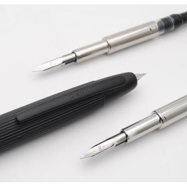 JINHAO 10 Press Fountain Pen Retractable Metal Pen with Ink Converter (Extra Fine Nib, Black Stripe)