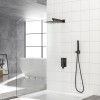 Matte Black 12-Inch Wall Mounted Square Bathroom Set Dual Shower