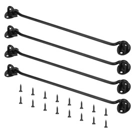 MANCHAP 4 Pack 10 Inch Black Cabin Hook and Eye Latch, Stainless Steel Door Hook and Eye Catch, Gate Latch Hook with Screws for Window, Shed, Closet