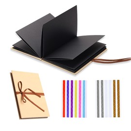 MAJOYLIFE Photo Album for DIY Scrapbook Album Small Photo Album for Folding with 30 Black Inserts (5 Inches)