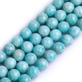 Gem-Inside Natural Brazilian Amazonite Stone 47pcs 8mm Round Beads for Jewellery Making Strand 15" Beaded Semi Precious Gemstone DIY Handmade Craft Supplies