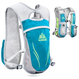 HEARTST Running Bag Marathon Backpack Daypack 5.5L Lightweight Breathable Waterproof Reflective Hydration Bag Backpack (Green)