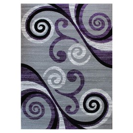 Masada Rugs, Stephanie Collection Area Rug Modern Contemporary Design 1100 Purple Grey White Black (6 Feet X 9 Feet)