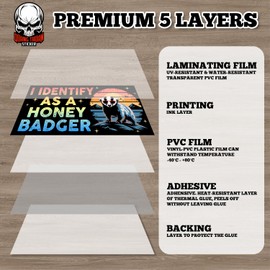 I Identify As A Honey Badger | Bumper Sticker or Car Magnet | Funny Waterproof Vinyl Sticker for Trucks Vans Cars [7.5x3.75]